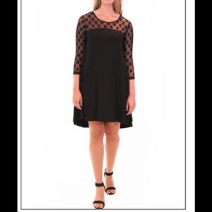 🤩Nina Leonard Mesh Dot Hi-Lo Dress🤩